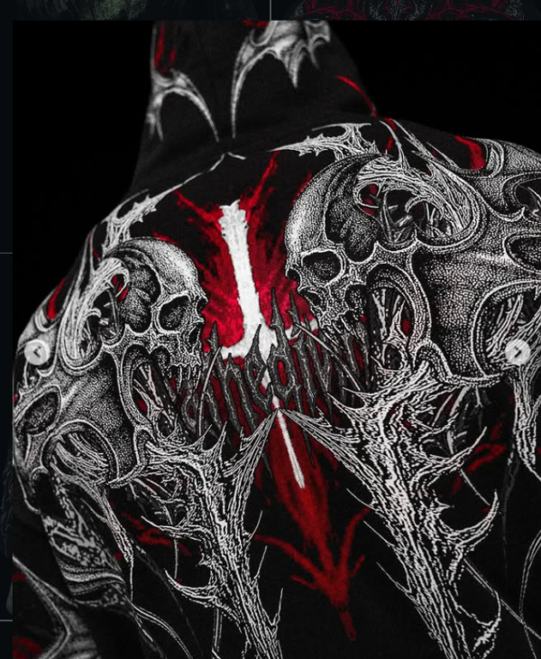 Death Blight Oversized Zip-up Hoodie (Heavenly Red)